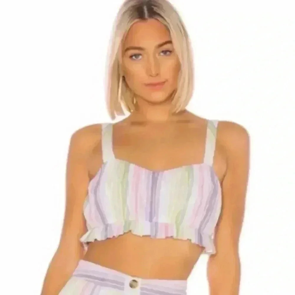 MAJORELLE Crop Top | Everest Striped – Pastel Multi | Size M